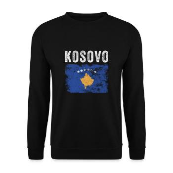 Kosovo Flag Distressed - Kosovar Flag - Unisex Sweatshirt - black - Front - Alina (178cm) & Michal (187cm)