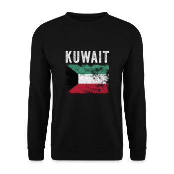 Kuwait Flag Distressed - Kuwaitische Flagge - Unisex Pullover - Schwarz - Vorne - Alina (178cm) & Michal (187cm)