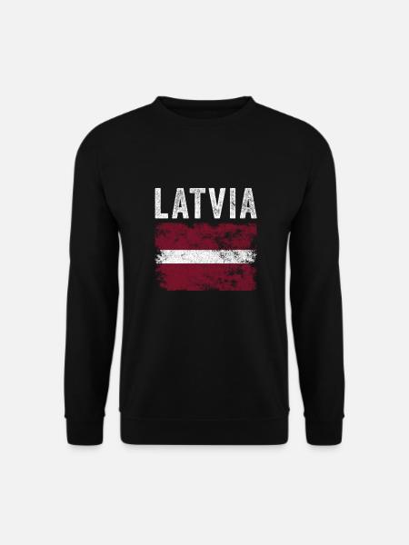 Latvia Flag Distressed - Latvian Flag - Unisex Sweatshirt - black