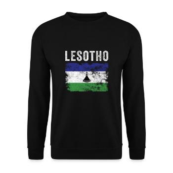 Lesotho Flag Distressed - Basotho Flag - Unisex Pullover - Schwarz - Vorne - Alina (178cm) & Michal (187cm)