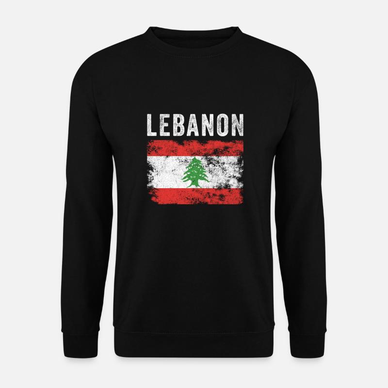 Libanon Flagge Distressed - Libanesische Flagge - Unisex Pullover - Schwarz
