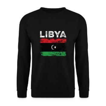 Libya Flag Distressed - Libysche Flagge - Unisex Pullover - Schwarz - Vorne - Alina (178cm) & Michal (187cm)