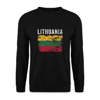 Litauen Flagge Vintage - Litauische Flagge - Unisex Pullover - Schwarz - Vorne - Alina (178cm) & Michal (187cm)