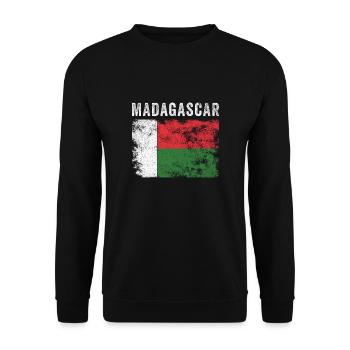 Madagascar Flag Distressed Malagasy Flag - Unisex Sweatshirt - black - Front - Alina (178cm) & Michal (187cm)