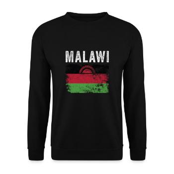 Malawi Flag Distressed - Malawian Flag - Unisex Sweatshirt - black - Front - Alina (178cm) & Michal (187cm)