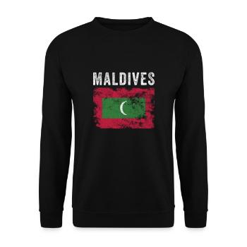 Maldives Flag Distressed Maldivian Flag - Unisex Sweatshirt - black - Front - Alina (178cm) & Michal (187cm)