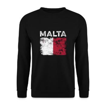 Malta Flag Distressed - Maltese Flag - Unisex Sweatshirt - black - Front - Alina (178cm) & Michal (187cm)