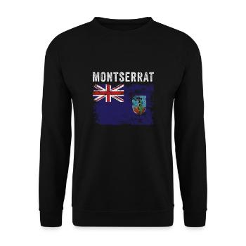 Montserrat Flagge Distressed - Unisex Pullover - Schwarz - Vorne - Alina (178cm) & Michal (187cm)