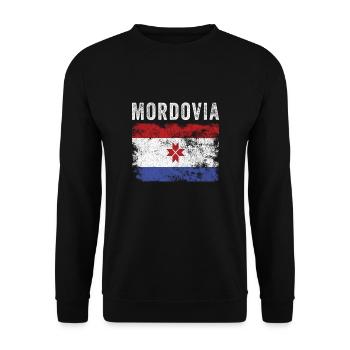 Mordovia Flag Distressed - Mordvin Flag - Unisex Sweatshirt - black - Front - Alina (178cm) & Michal (187cm)