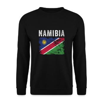 Namibia Flag Distressed - Namibische Flagge - Unisex Pullover - Schwarz - Vorne - Alina (178cm) & Michal (187cm)