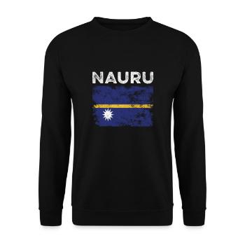 Nauru Flag Distressed - Nauruan Flag - Unisex Sweatshirt - black - Front - Alina (178cm) & Michal (187cm)