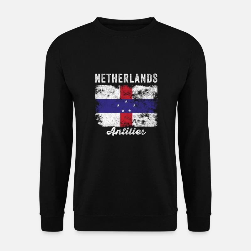 Netherlands Antilles Flag Distressed - Unisex Sweatshirt - black