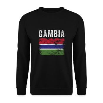 Gambia Flag Distressed - Gambian Flag - Unisex Sweatshirt - black - Front - Alina (178cm) & Michal (187cm)