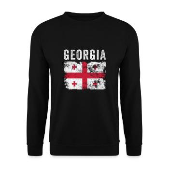 Drapeau géorgien en détresse - Drapeau géorgien - Sweat-shirt Unisexe - noir - Devant - Alina (178cm) & Michal (187cm)