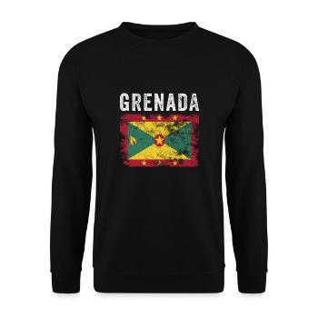 Drapeau de la Grenade en détresse - Drapeau grenadien - Sweat-shirt Unisexe - noir - Devant - Alina (178cm) & Michal (187cm)