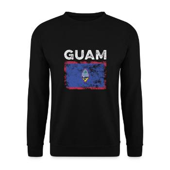 Guam Flag Distressed - Guamanian Flag - Unisex Sweatshirt - black - Front - Alina (178cm) & Michal (187cm)