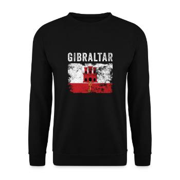 Gibraltar Flagge Vintage Gibraltarische Flagge - Unisex Pullover - Schwarz - Vorne - Alina (178cm) & Michal (187cm)