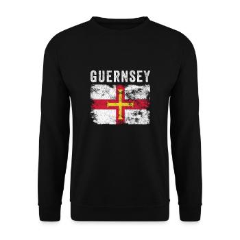 Guernsey Flag Distressed - Guernsey Flag - Unisex Sweatshirt - black - Front - Alina (178cm) & Michal (187cm)