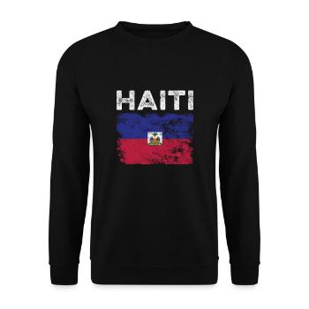 Drapeau haïtien en détresse - Drapeau haïtien - Sweat-shirt Unisexe - noir - Devant - Alina (178cm) & Michal (187cm)