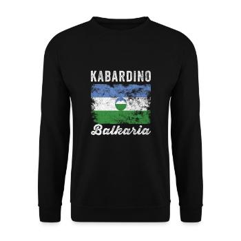 Kabardino Balkaria Flag Distressed - Unisex Sweatshirt - black - Front - Alina (178cm) & Michal (187cm)