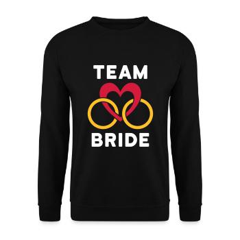 Team bride (Herz, zwei Ringe) - Unisex Pullover - Schwarz - Vorne - Alina (178cm) & Michal (187cm)
