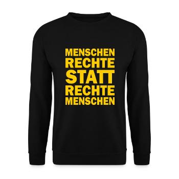 menschenrechte statt rechte menschen - Unisex Pullover - Schwarz - Vorne - Alina (178cm) & Michal (187cm)