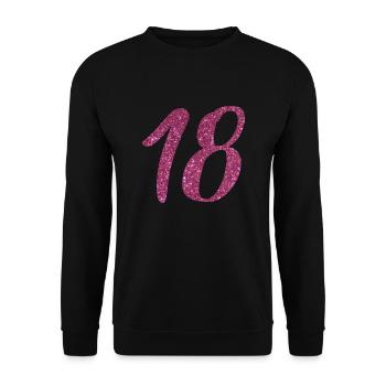 18 Jahre Geburtstag Glitzer Effekt - Unisex Pullover - Schwarz - Vorne - Alina (178cm) & Michal (187cm)