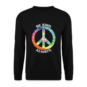 Always be friendly Colorful batik peace symbol - Unisex Sweatshirt - black - Front - Alina (178cm) & Michal (187cm)