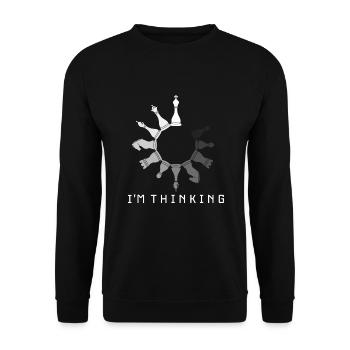I'M THINKING SCHACHSPIELER SCHACHUHR SCHACHSPIEL - Unisex Pullover - Schwarz - Vorne - Alina (178cm) & Michal (187cm)