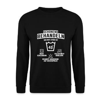 40. Geburtstag Feiern Familie Lustiger Spruch - Unisex Pullover - Schwarz - Vorne - Alina (178cm) & Michal (187cm)