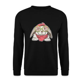 with glasses Rockabilly gift cute - Unisex Sweatshirt - black - Front - Alina (178cm) & Michal (187cm)