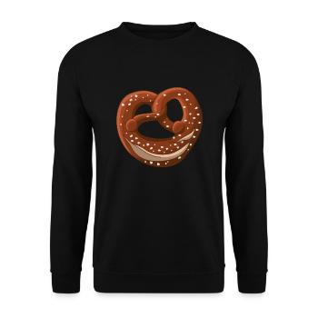 bayrische Brezel - Unisex Pullover - Schwarz - Vorne - Alina (178cm) & Michal (187cm)