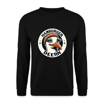 Hamburg Hamburger Deern Beanie North Sea Seagull Funny - Unisex Sweatshirt - black - Front - Alina (178cm) & Michal (187cm)