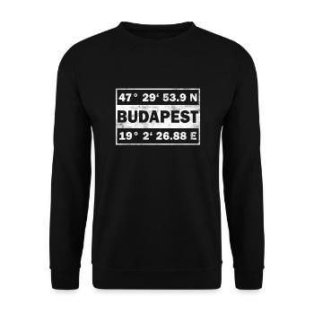 Budapest coordinates Hungary city Budapest - Unisex Sweatshirt - black - Front - Alina (178cm) & Michal (187cm)