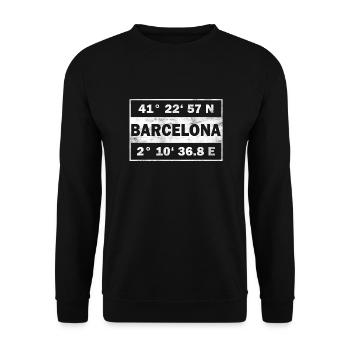 Barcelone Coordonnées Capitale de l’Espagne - Sweat-shirt Unisexe - noir - Devant - Alina (178cm) & Michal (187cm)