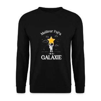 Meilleur papa de la galaxie - Sweat-shirt Unisexe - noir - Devant - Alina (178cm) & Michal (187cm)
