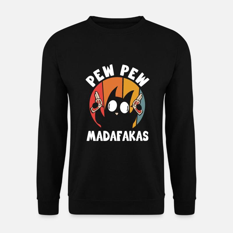 Pew Pew Funny Cat - Unisex Sweatshirt - black