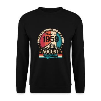 August 1959 | August 1959 Geburtstag Perfekt gealtert - Unisex Pullover - Schwarz - Vorne - Alina (178cm) & Michal (187cm)