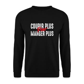 Courir Plus Run Running Manger Humour Fun - Sweat-shirt Unisexe - noir - Devant - Alina (178cm) & Michal (187cm)