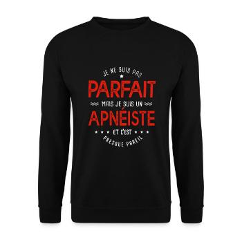 Apnee pas parfait apnéiste Cadeau humour apnée - Sweat-shirt Unisexe - noir - Devant - Alina (178cm) & Michal (187cm)