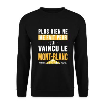 randonnée alpinisme Mont Blanc Humour alpiniste - Sweat-shirt Unisexe - noir - Devant - Alina (178cm) & Michal (187cm)