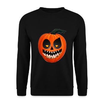 Halloween Kürbislaterne - Unisex Pullover - Schwarz - Vorne - Alina (178cm) & Michal (187cm)