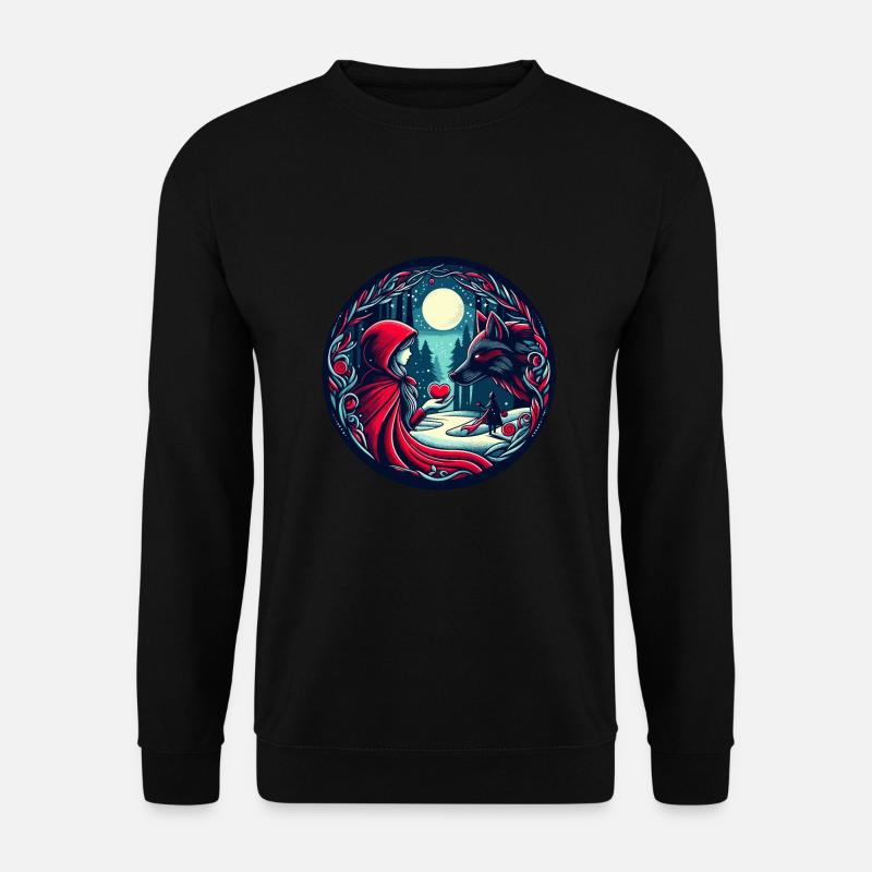 Märchen Rotkäppchen Wolf Mystisch Liebe Tierschutz - Unisex Pullover - Schwarz