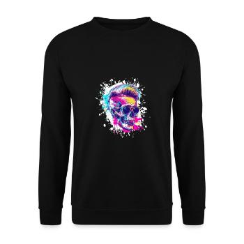 Totenkopf Party Techno - Unisex Pullover - Schwarz - Vorne - Alina (178cm) & Michal (187cm)