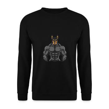 Doberman Dog Muscles Bodybuilding - Unisex Sweatshirt - black - Front - Alina (178cm) & Michal (187cm)