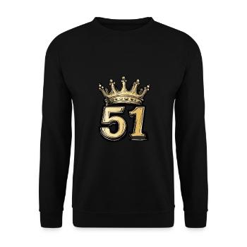 51 Zahl Krone - Unisex Pullover - Schwarz - Vorne - Alina (178cm) & Michal (187cm)
