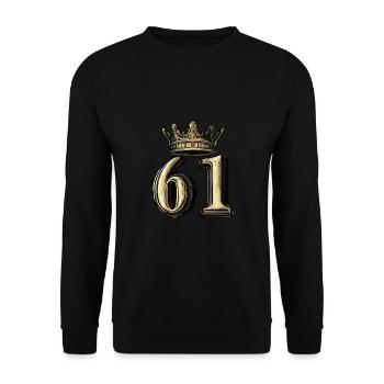 61 Zahl Krone - Unisex Pullover - Schwarz - Vorne - Alina (178cm) & Michal (187cm)