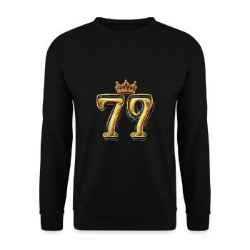 79 Zahl Krone - Unisex Pullover - Schwarz - Vorne - Alina (178cm) & Michal (187cm)