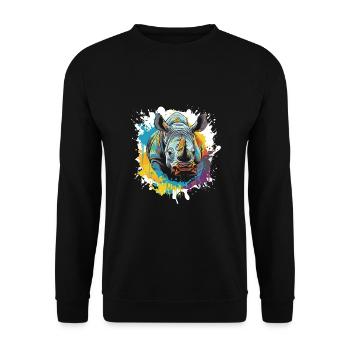 Rhino Animal Pop Art Head - Unisex Sweatshirt - black - Front - Alina (178cm) & Michal (187cm)