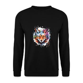 Fox Animal Pop Art Head - Unisex Sweatshirt - black - Front - Alina (178cm) & Michal (187cm)